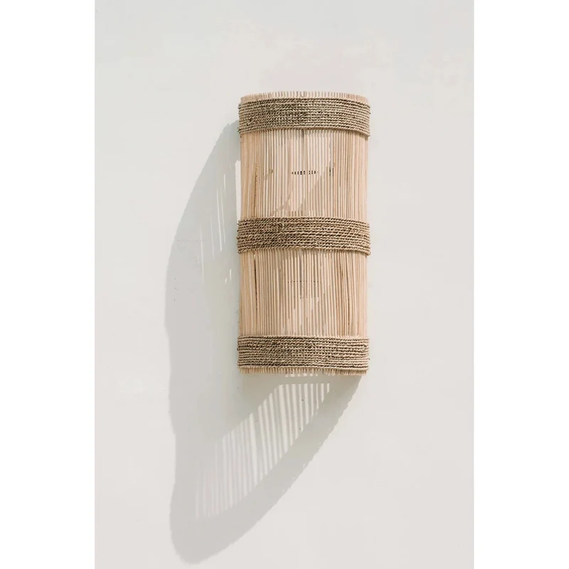 Wandleuchte – Rattanmaterial, Geflochtenes Design, Halbzylinderform, M - Jalal | Bazar Bizar Antwerp