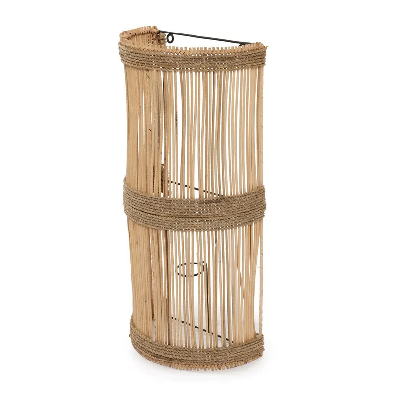 Wandleuchte – Rattanmaterial, Geflochtenes Design, Halbzylinderform, M - Jalal | Bazar Bizar Antwerp