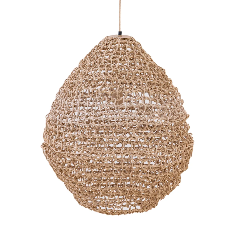 Pendelleuchte – Seildesign, Kugelform, Papiermaterial, Natur, L – Dayo | PTMD