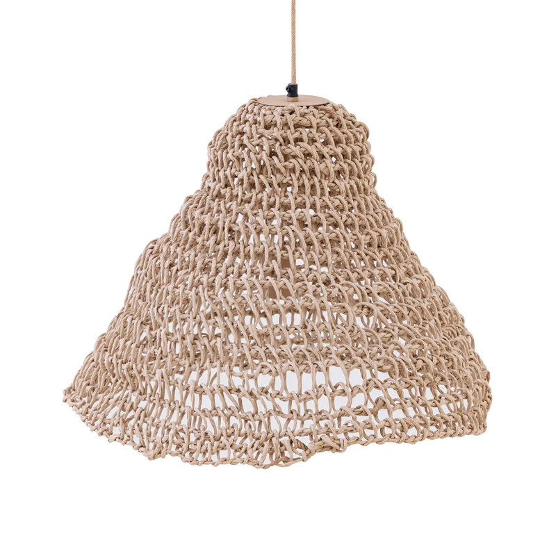Pendelleuchte – Seildesign, Offene Rundform, Papiermaterial, Natur – Dayo | PTMD
