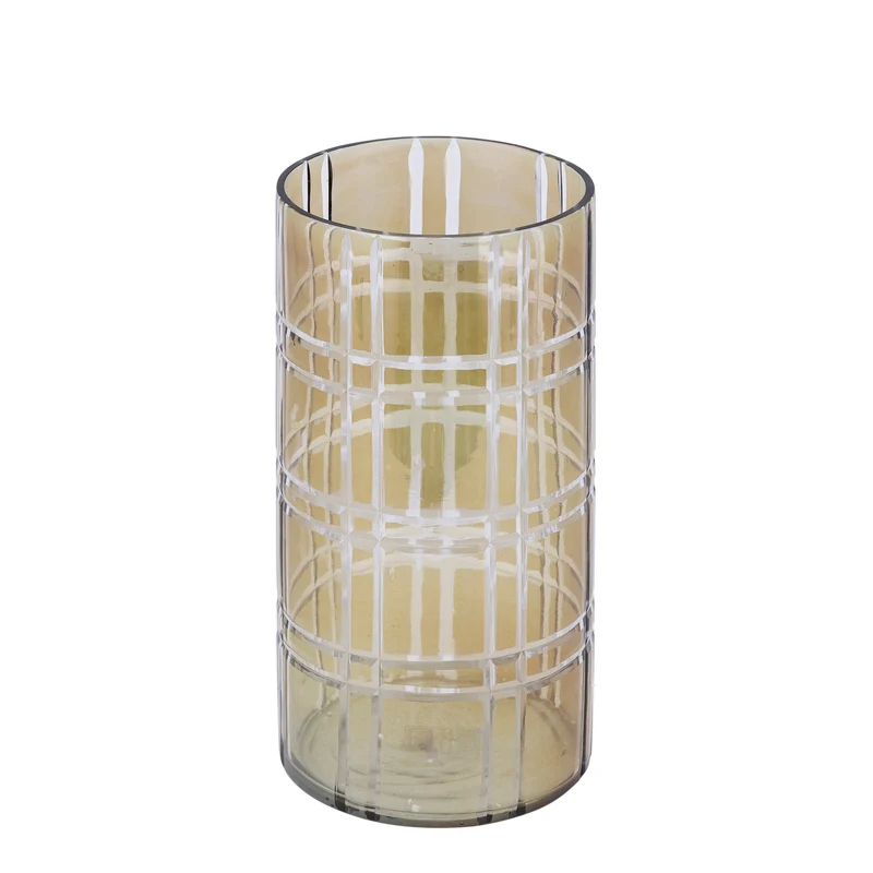 Windlicht – Streifen Design, Runde Form, Glas Material, Grün, L – Divit | PTMD