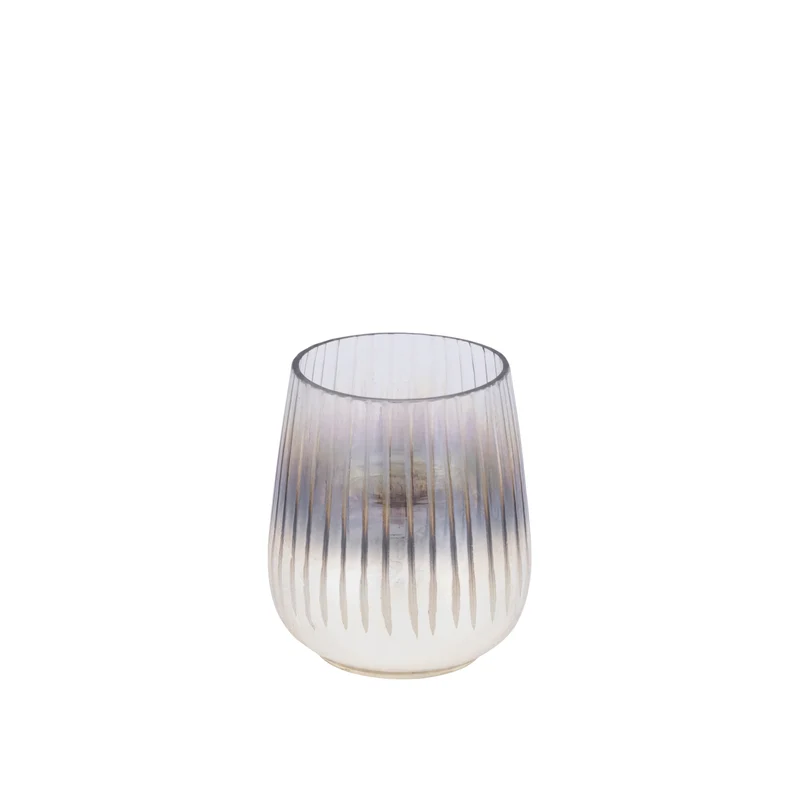 Windlicht – Rundes Glasdesign, Geätzte Oberfläche, Goldene Farbgebung, S – Shelva | PTMD