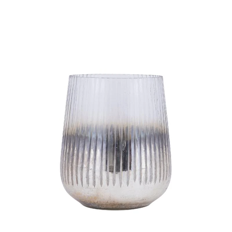 Windlicht – Rundes Glasdesign, Geätzte Oberfläche, Goldene Farbgebung, M – Shelva | PTMD
