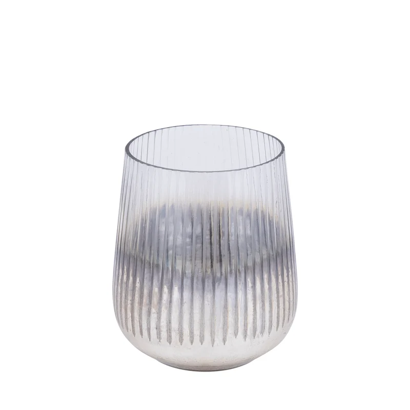 Windlicht – Rundes Glasdesign, Geätzte Oberfläche, Goldene Farbgebung, M – Shelva | PTMD