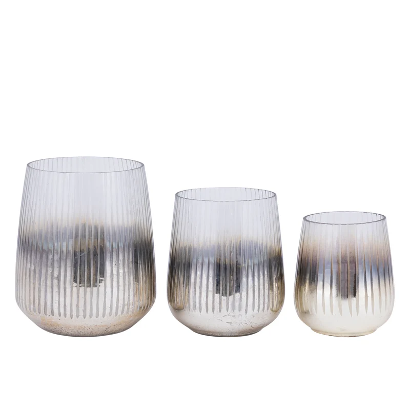 Windlicht – Rundes Glasdesign, Geätzte Oberfläche, Goldene Farbgebung, M – Shelva | PTMD