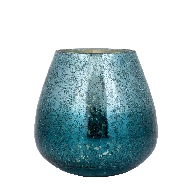 Windlicht – Crackle Design, Bollenform, Glasmaterial, Türkis, L – Mayna | PTMD