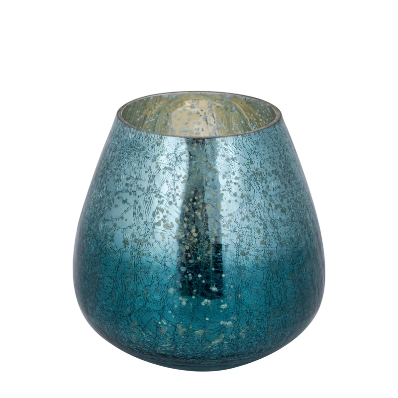 Windlicht – Crackle Design, Bollenform, Glasmaterial, Türkis, L – Mayna | PTMD