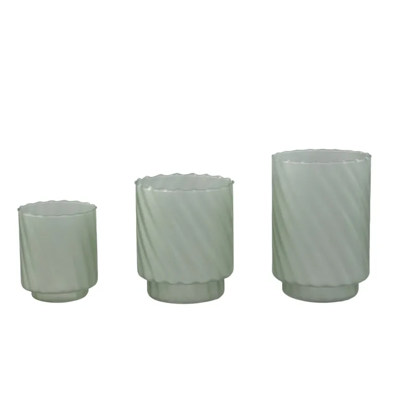 Windlicht – Mattiertes Design, Runde Form, Glasmaterial, Grün, M – Rameen | PTMD