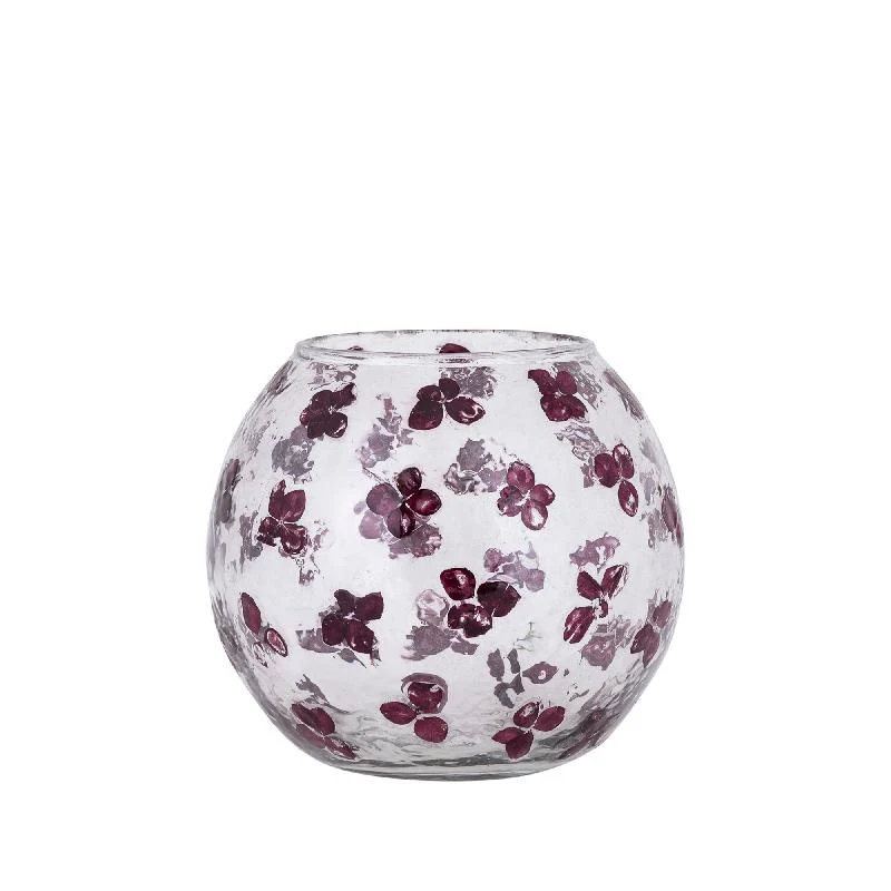 Windlicht – Blumendesign, Runde Form, Glasmaterial, Lila – Faron | PTMD