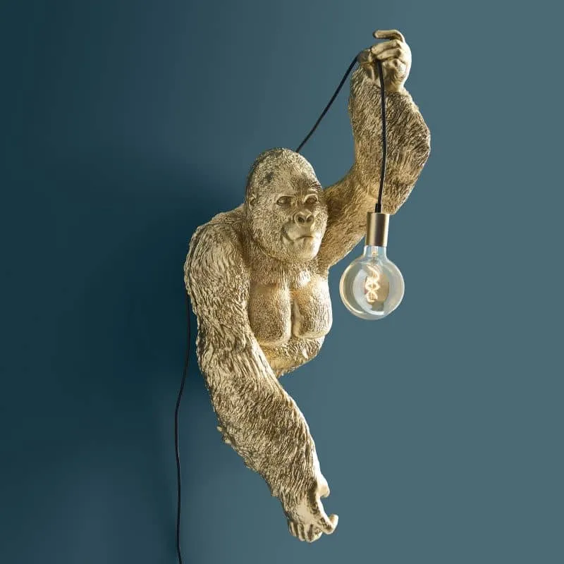 Wandleuchte – Skulpturales Design, Markantes Tiermotiv, Polyresin-Konstruktion, Goldfinish – Jungle Jack | WERNS