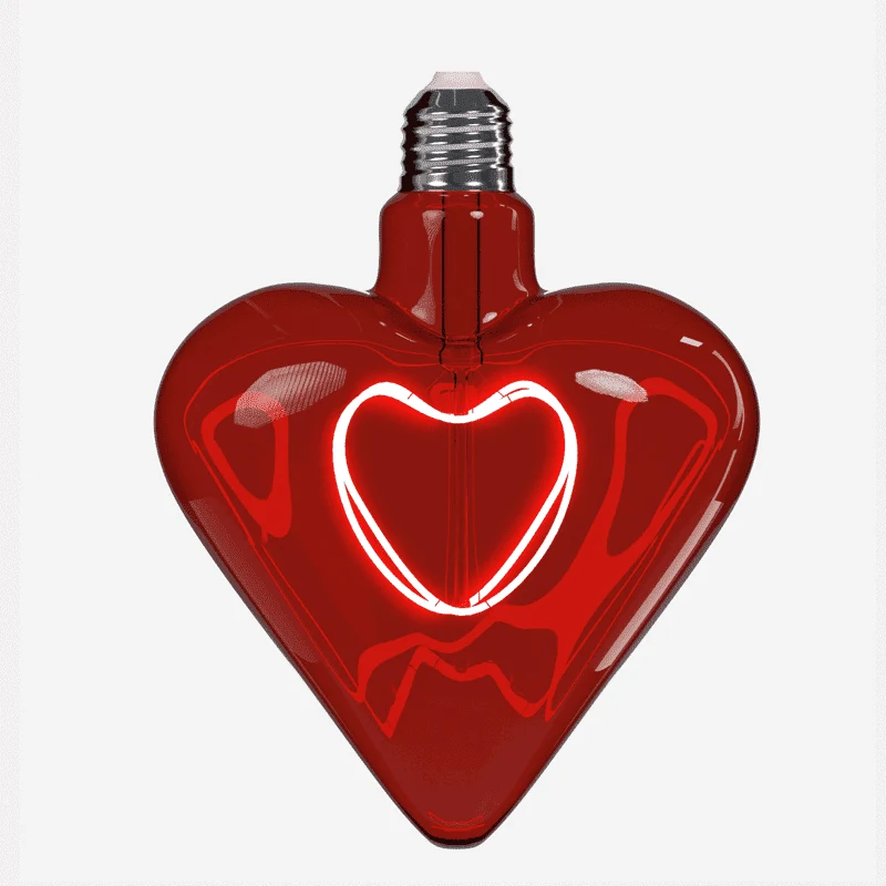 LED-Leuchtmittel – Herzform, Dekoratives Filament, Glasdesign, Rotes Licht – Heart | WERNS