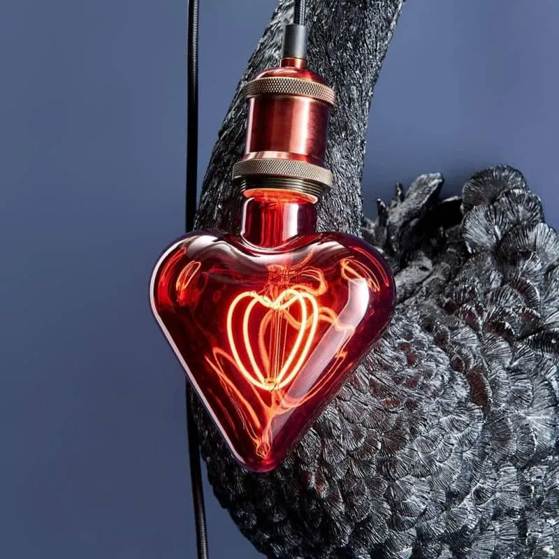 LED-Leuchtmittel – Herzform, Dekoratives Filament, Glasdesign, Rotes Licht – Heart | WERNS