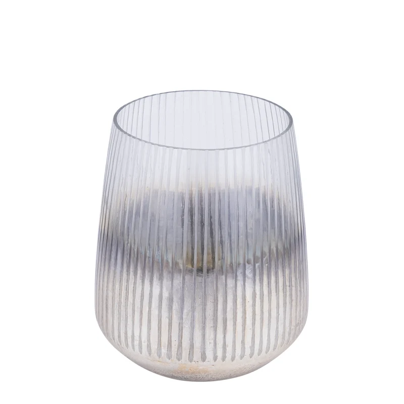 Windlicht – Rundes Glasdesign, Geätzte Oberfläche, Goldene Farbgebung, L – Shelva | PTMD