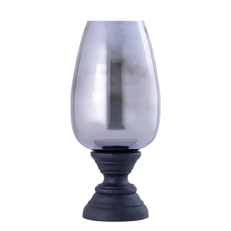 Windlicht – Modernes Design, Quadratische Form, Mangoholz Glas Material, Schwarz, XL – Qez | PTMD