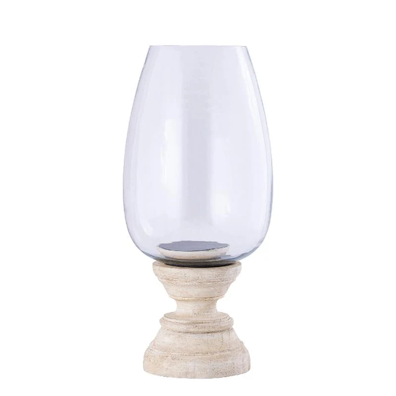 Windlicht – Modernes Design, Quadratische Form, Mangoholz Glas Material, Creme, XL – Qez | PTMD