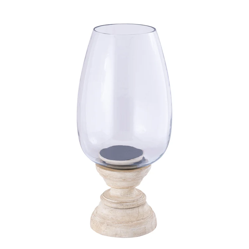 Windlicht – Modernes Design, Quadratische Form, Mangoholz Glas Material, Creme, XL – Qez | PTMD