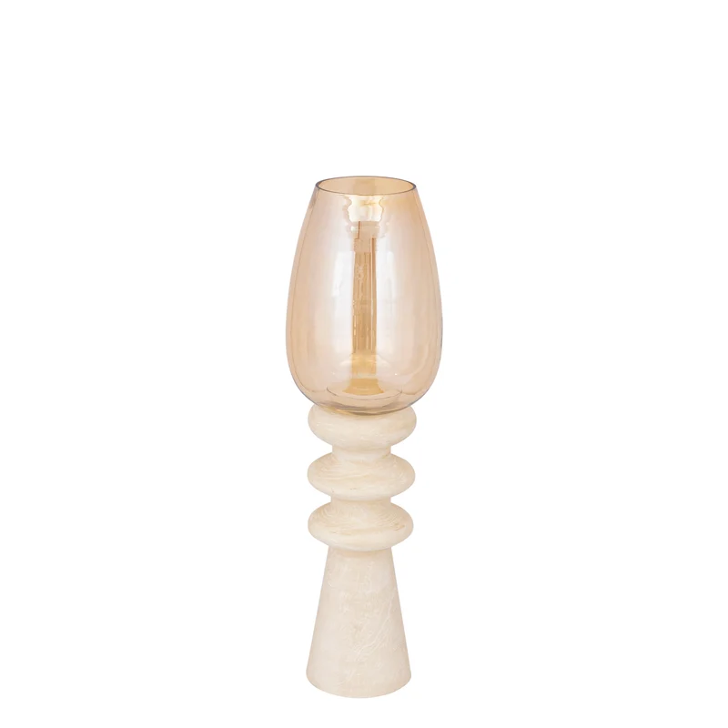 Windlicht – Modernes Design, Quadratische Form, Mangoholz Glas Material, Creme, S – Omya | PTMD