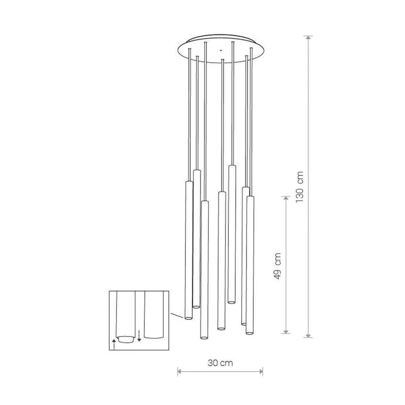 Hängelampe Laser 7-flg. Ø 30cm Schwarz