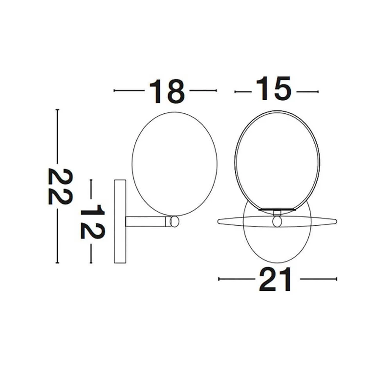 Vitton Glas-Kugel Wandleuchte Messing, Weiß