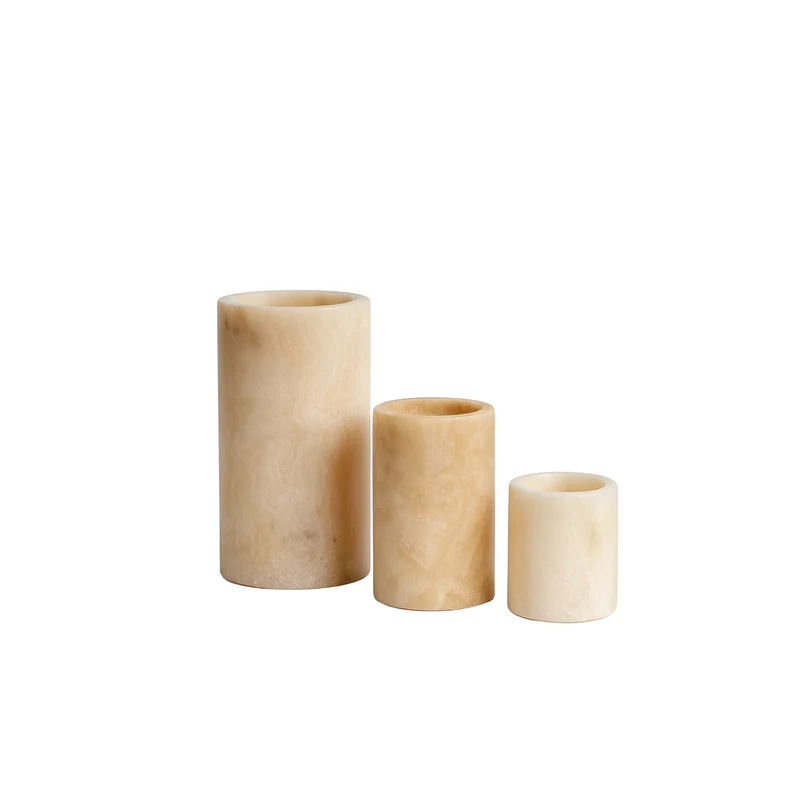 Windlicht – Onyx Stein, Weiße Oberfläche, Runde Form, M – Feyza | PTMD
