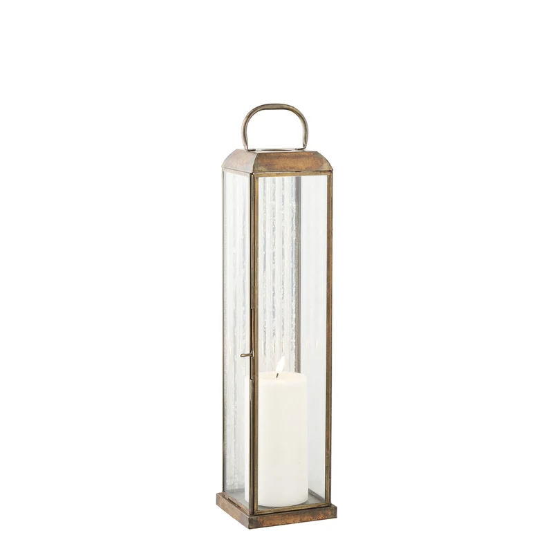 Laterne – Antike Messingoptik, Glas und Metall, 49 cm Höhe - Herslev | House Nordic