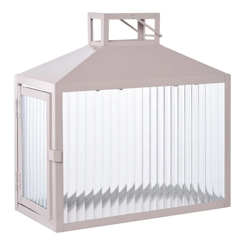 Laterne – Metallrahmen, Glasabdeckung, Beige-Graues Finish - Lucca | House Nordic
