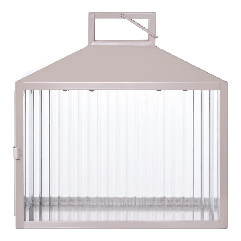 Laterne – Metallrahmen, Glasabdeckung, Beige-Graues Finish - Lucca | House Nordic