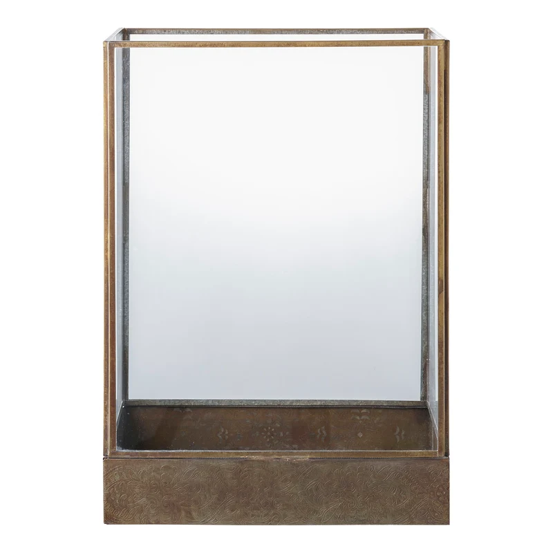 Laterne – Antik-Messingoptik, Glas-Metall-Rahmen, 36,5 cm hoch - Manali | House Nordic