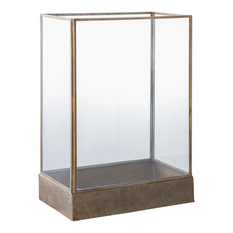 Laterne – Antik-Messingoptik, Glas-Metall-Rahmen, 36,5 cm hoch - Manali | House Nordic