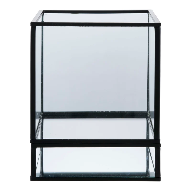 Windlicht – Schwarzes Metall, Klare Glasflächen, 15 cm Höhe - Hurricane | House Nordic
