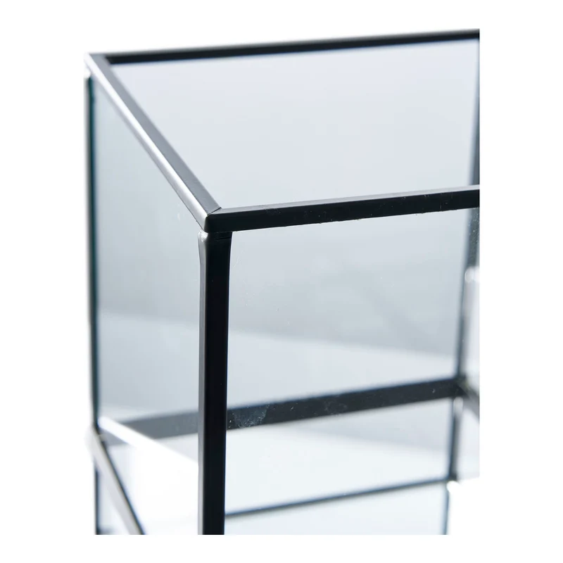 Windlicht – Schwarzes Metall, Klare Glasflächen, 15 cm Höhe - Hurricane | House Nordic