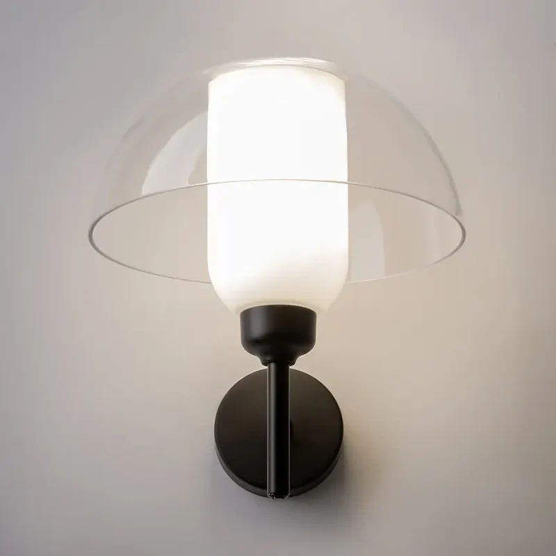 Wandleuchte – Schwarzes Metall und Glas, 1× E14 Fassung, 40 W Leistung, Ø22 cm - Memory | Maytoni