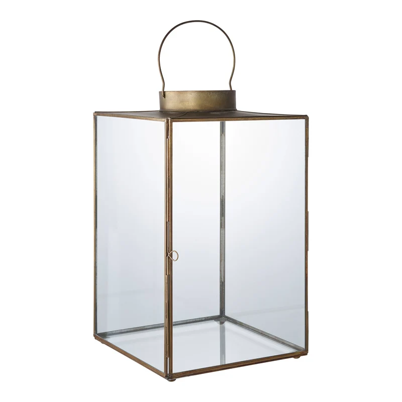 Laterne – Antik Messing Optik, Glasflächen, 42 cm Höhe - Mohali | House Nordic