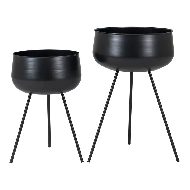 Blumentopf – Schwarzer Stahl, Zweier-Set, Höhenkombination - Ardola | House Nordic
