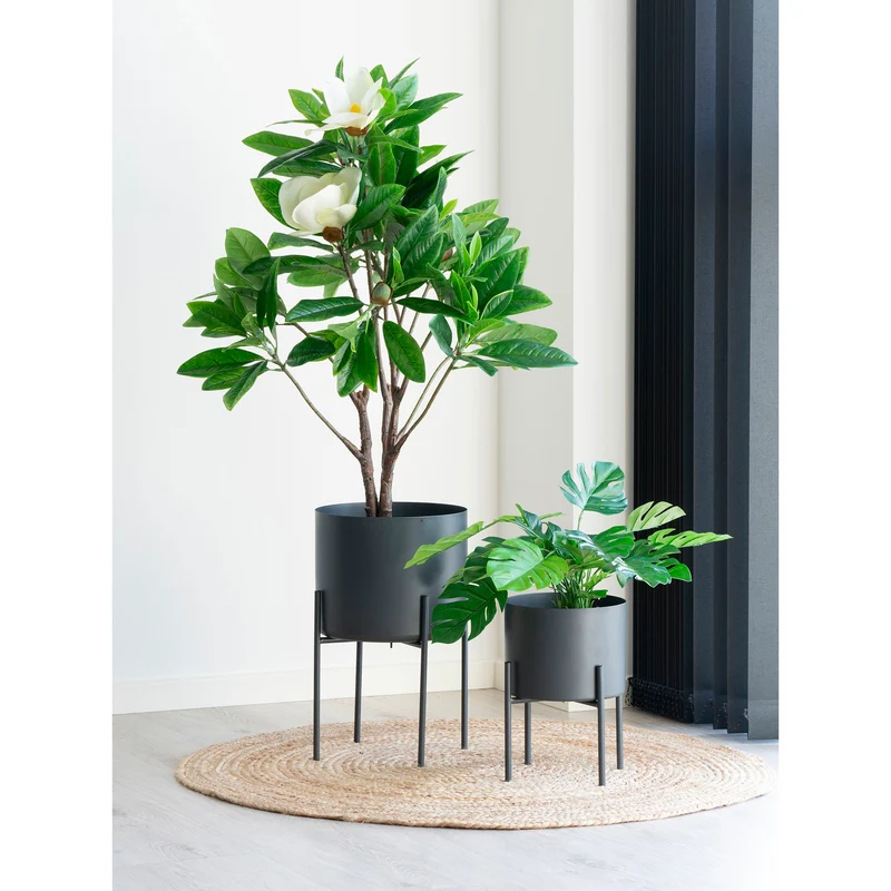 Blumentopf-Set – Grauer Stahl, Zwei Stück, Erhöhte Pflanzenelemente - Pavia | House Nordic