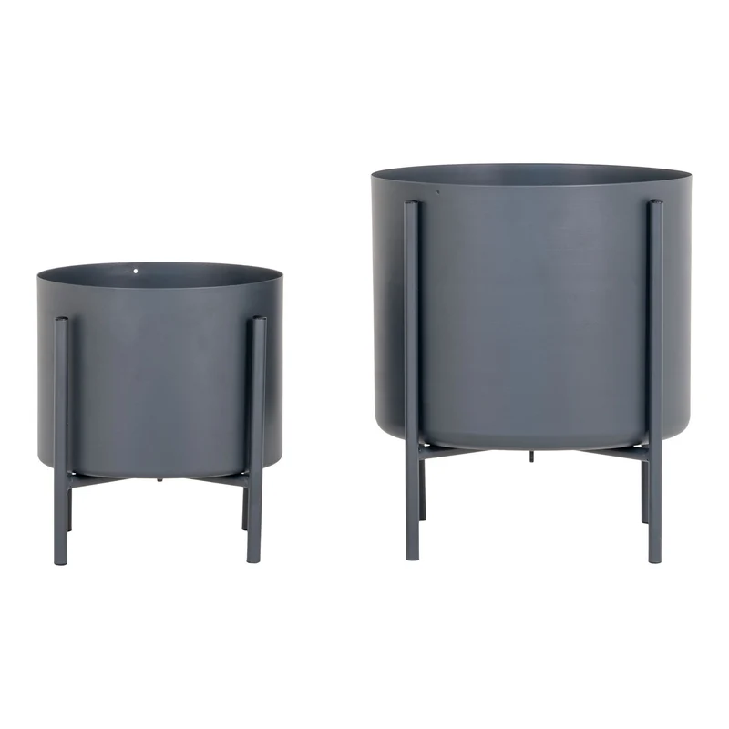 Blumentopf-Set – Grauer Stahl, Zwei Stück, Erhöhte Pflanzenelemente - Pavia | House Nordic