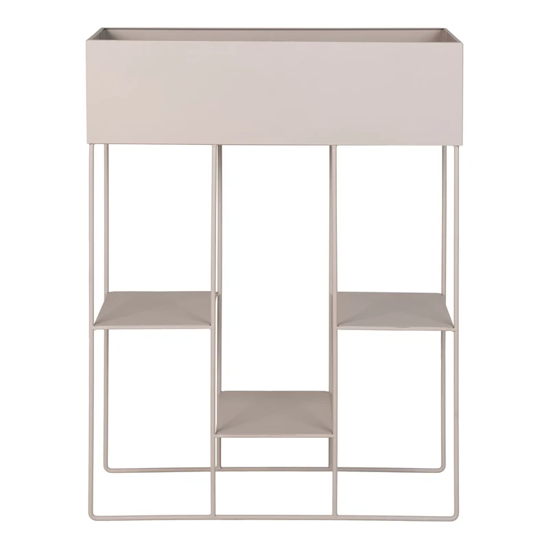Pflanzgefäß – Sandfarbener Stahl, Drei Ablagen, 80 cm Höhe - Rabo | House Nordic