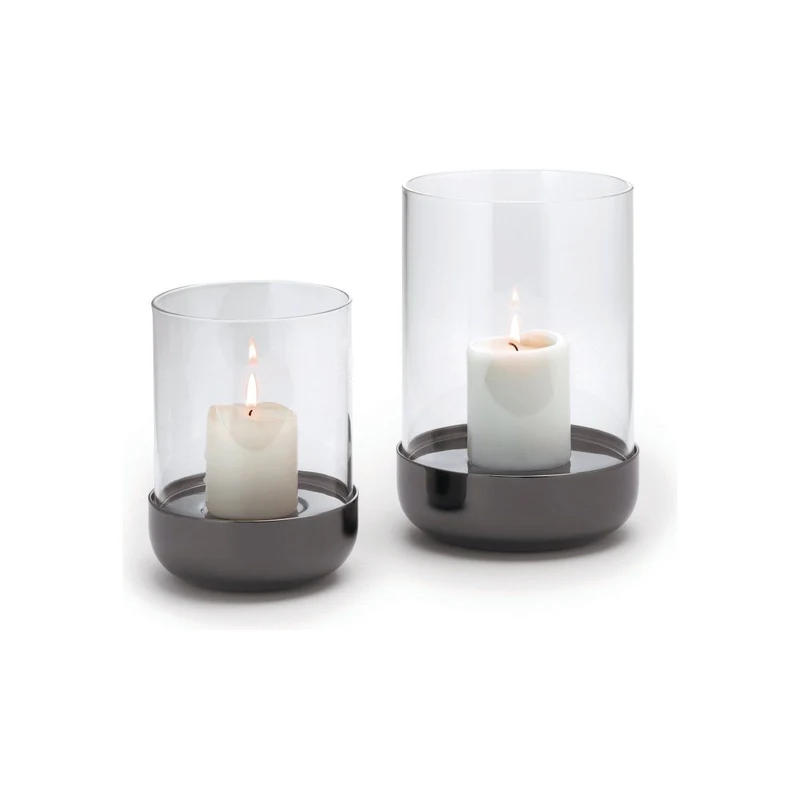 Windlicht Titanbeschichteter Edelstahlfuß, Handgeblasener Dicker Glaszylinder, Windresistentes Design für Innen & Außen – Sally | Philippi