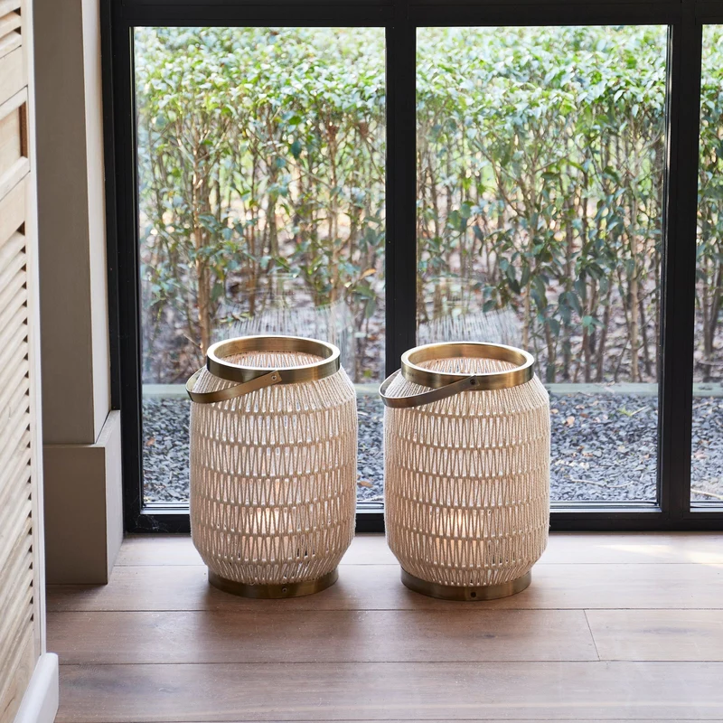 Laterne Beige Baumwolle & Metall 1 - San José | Rivièra Maison