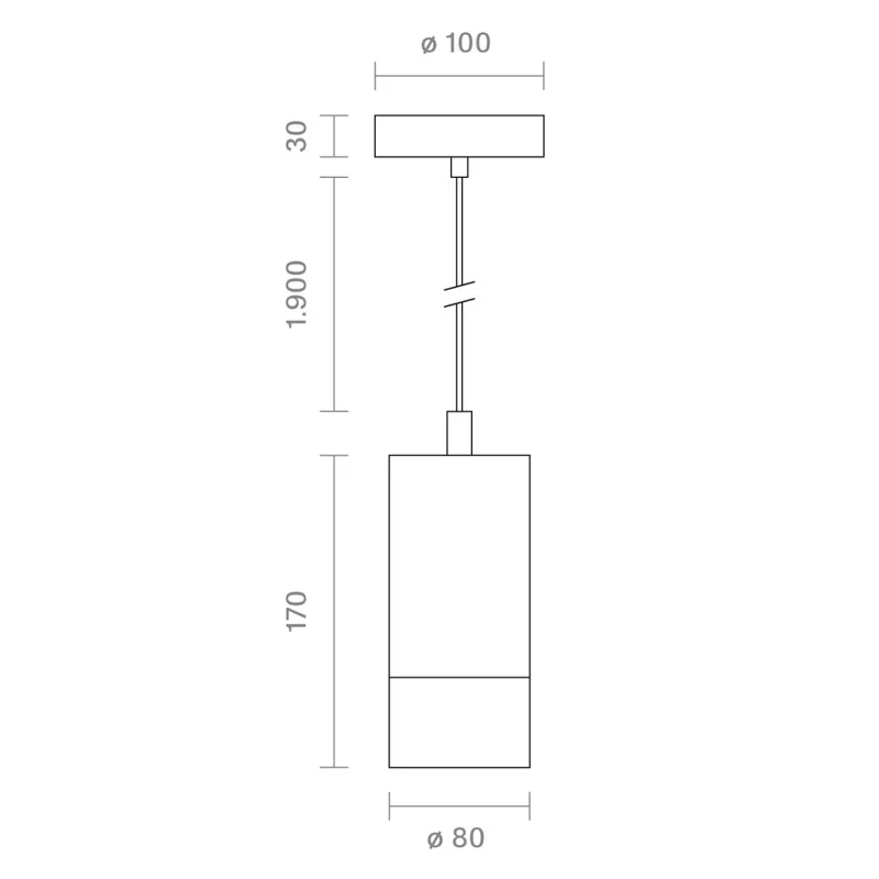 Pendelleuchte - Dunkler Beton, Metallring, 1,9m Kabel - Upset Concrete | Sigor