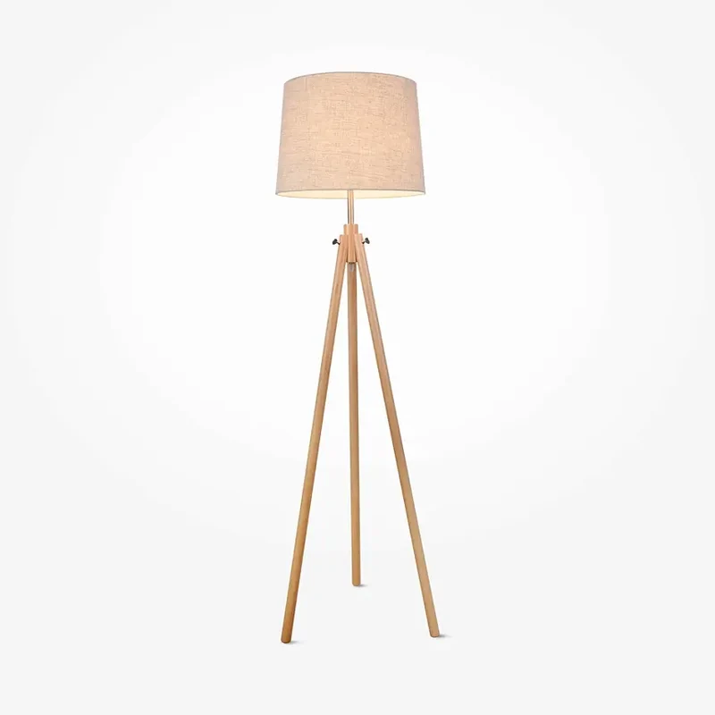 Stehleuchte – Beiges Finish, Holz Metall, Baumwollschirm - Calvin | Maytoni