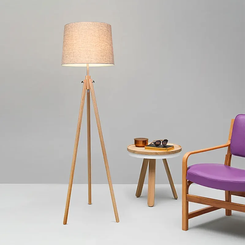 Stehleuchte – Beiges Finish, Holz Metall, Baumwollschirm - Calvin | Maytoni