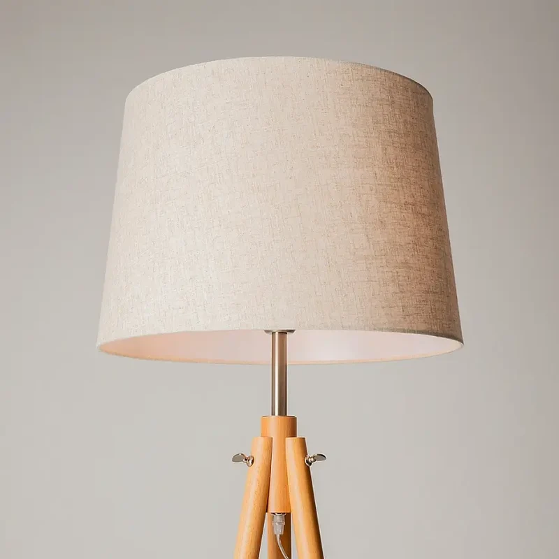 Stehleuchte – Beiges Finish, Holz Metall, Baumwollschirm - Calvin | Maytoni