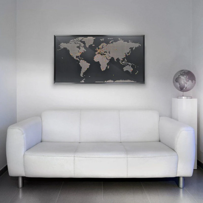 Wandleuchte konturiertes Weltkarten-Design grafische Linien integrierte LED-Technik – MAP | Sompex