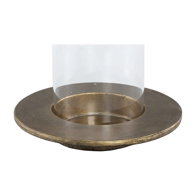 Windlicht mit goldfarbenem Metallgestell, klarem Glaszylinder und eleganter Lichtwirkung – Vinder | PTMD
