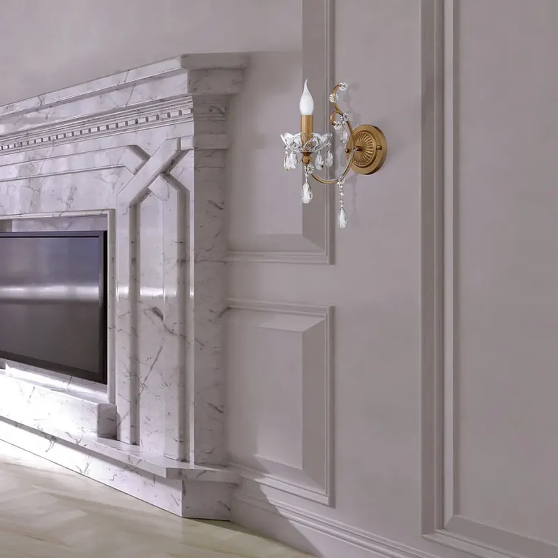 Wandleuchte – Goldfarbenes Metall, Kristallschirm, 1× E14 Fassung, 60 W Leistung - Sevilla | Maytoni