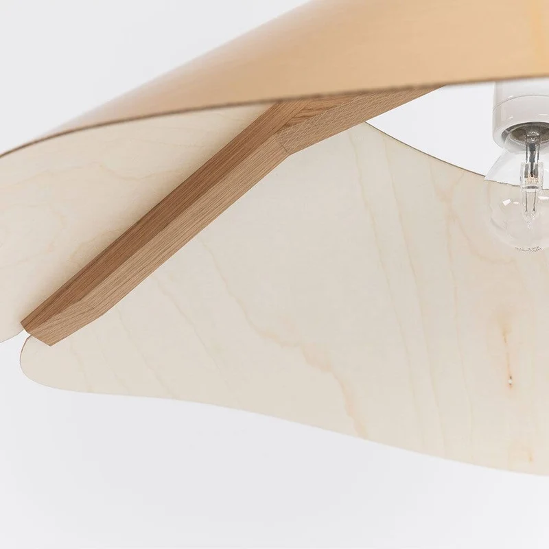 Holz Hängeleuchte mit Schirm Ø 62cm geschwungen