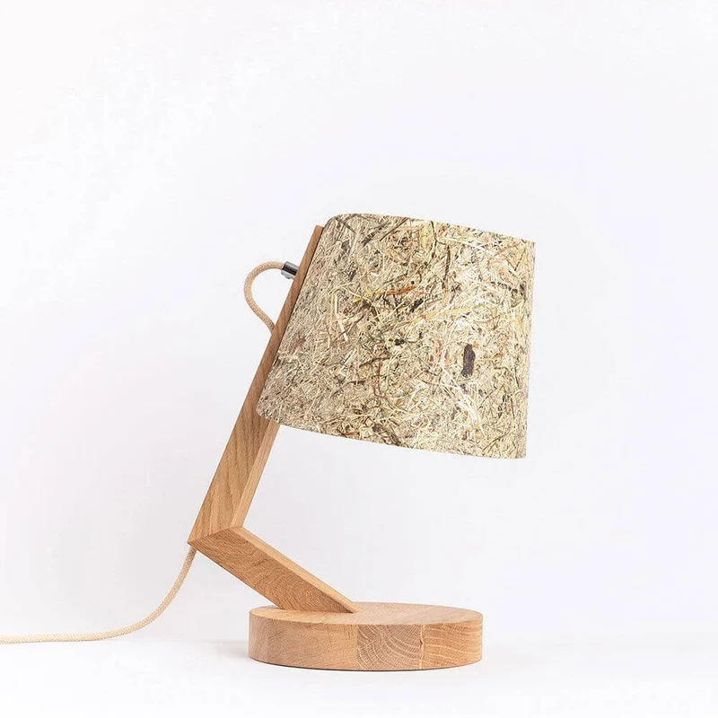 Holz Tischlampe mit Schirm Zylindrisch
