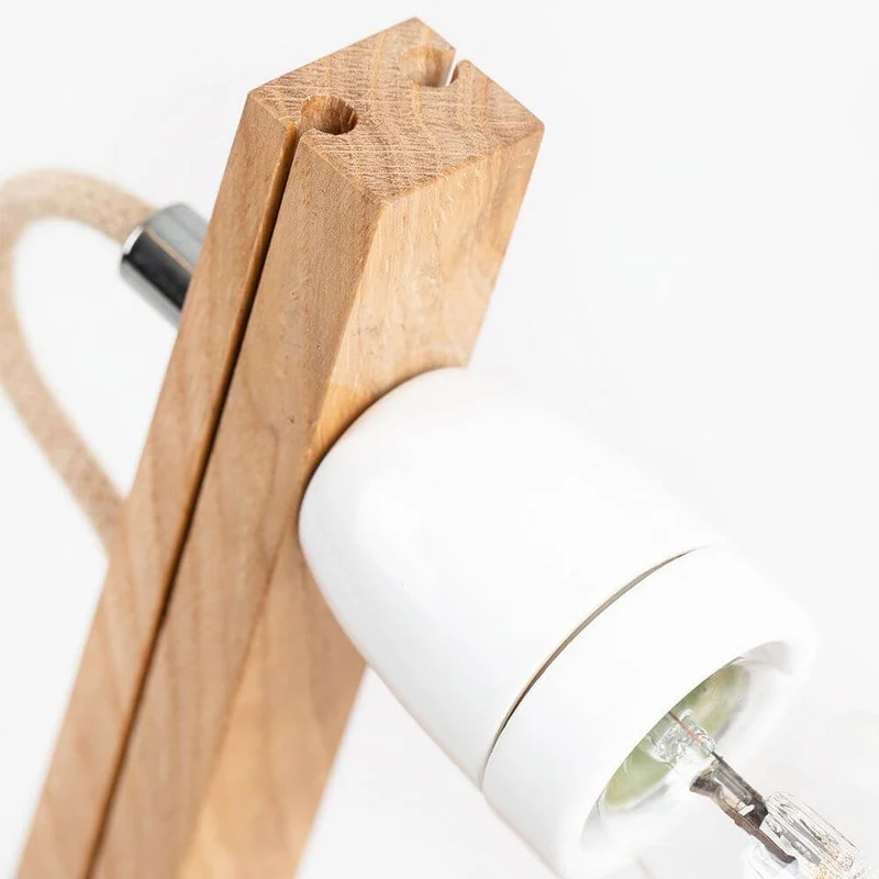 Holz Tischlampe mit Schirm Zylindrisch