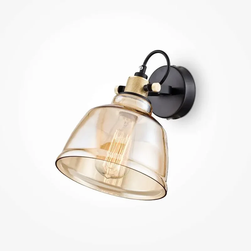 Wandleuchte – Metall & Glas, E27 Fassung, Bernsteinglas, 27 cm Höhe - Irving | Maytoni